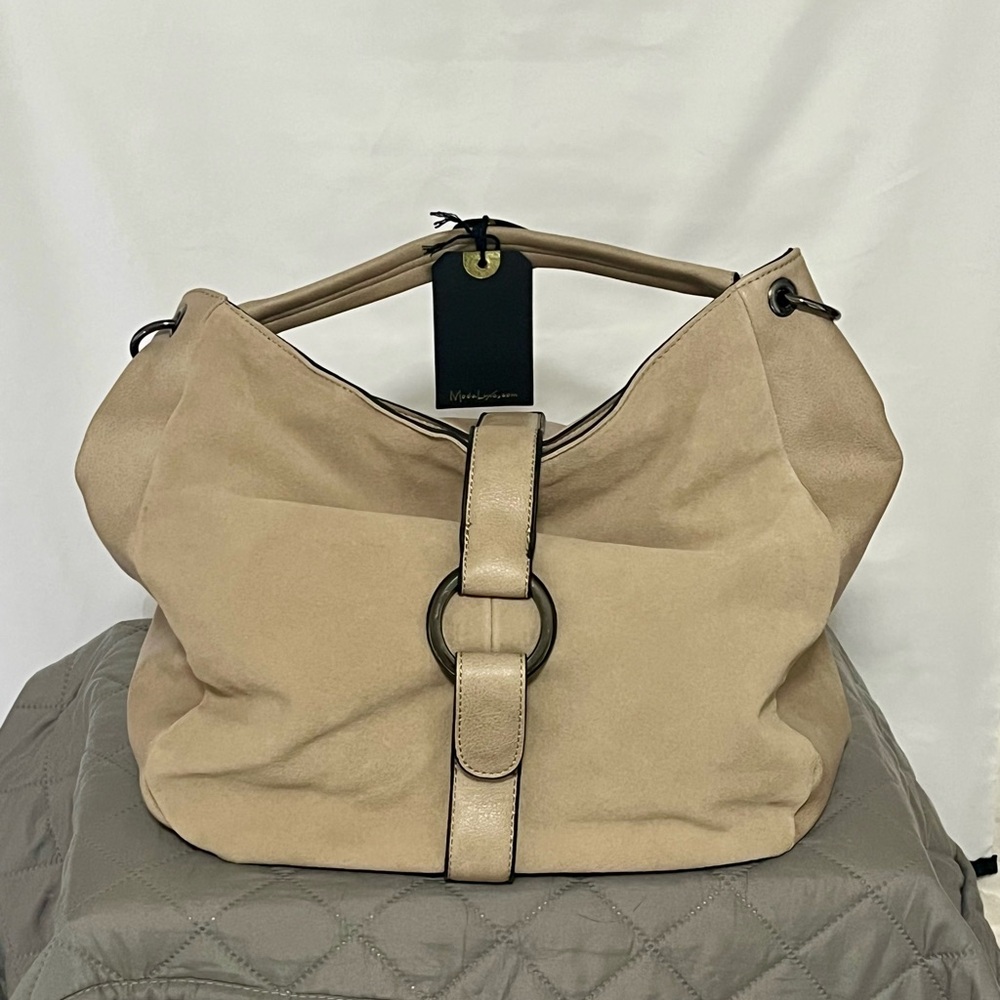 Moda Luxe Tan Suede Hobo Handbag
